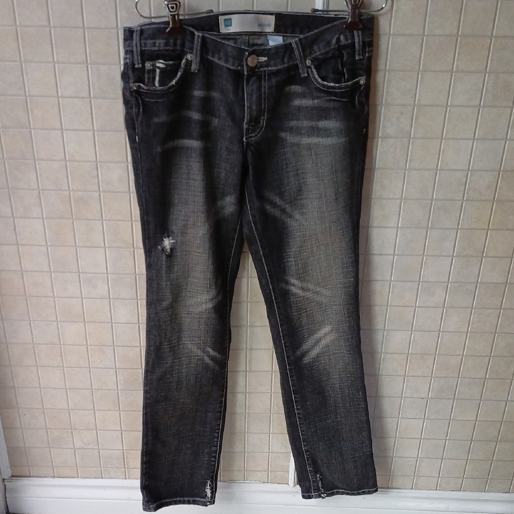 GAP Black Distressed Skinny Jeans